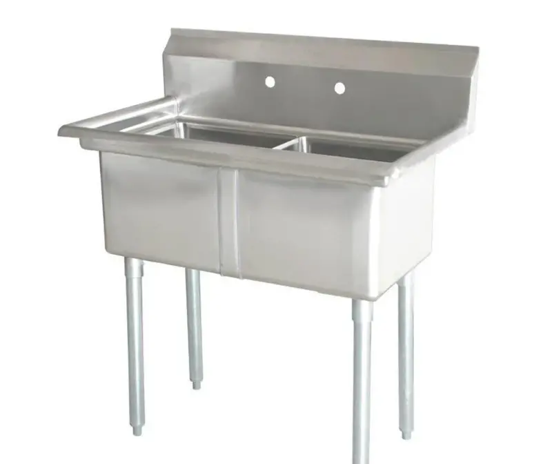 18×18-Inch Two-Compartment Stainless Steel Sink – Commercial Duty, Model S-60-2C 1