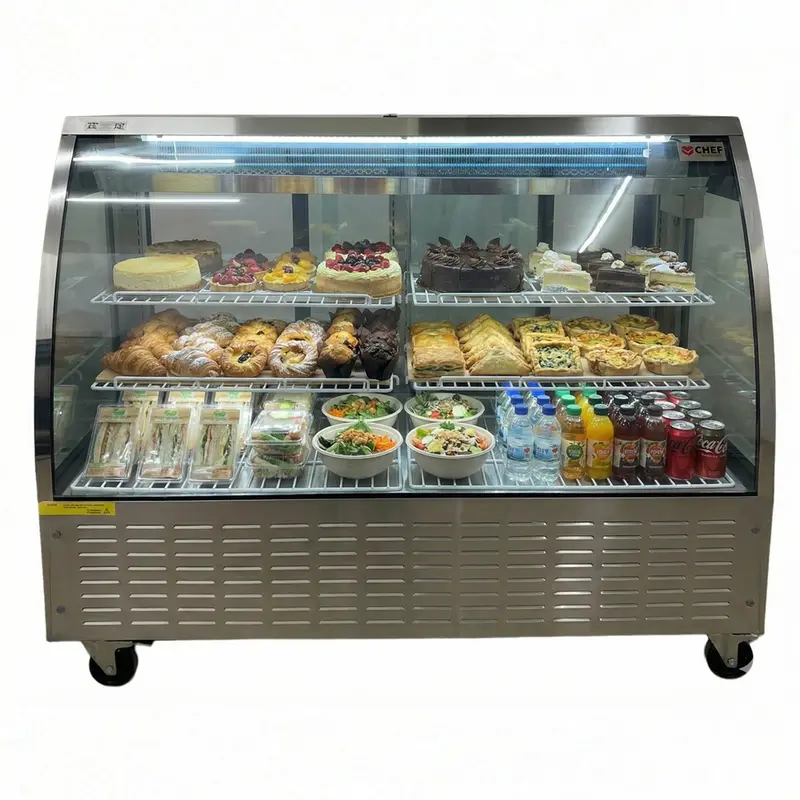 60-Inch Stainless Steel Curved Display Cooler – 22 Cu Ft Chef Series 1