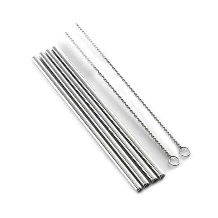 8.5" Stainless Steel Straws (4-Pack) With 2 Cleaning Brushes – Norpro Bar Set 1