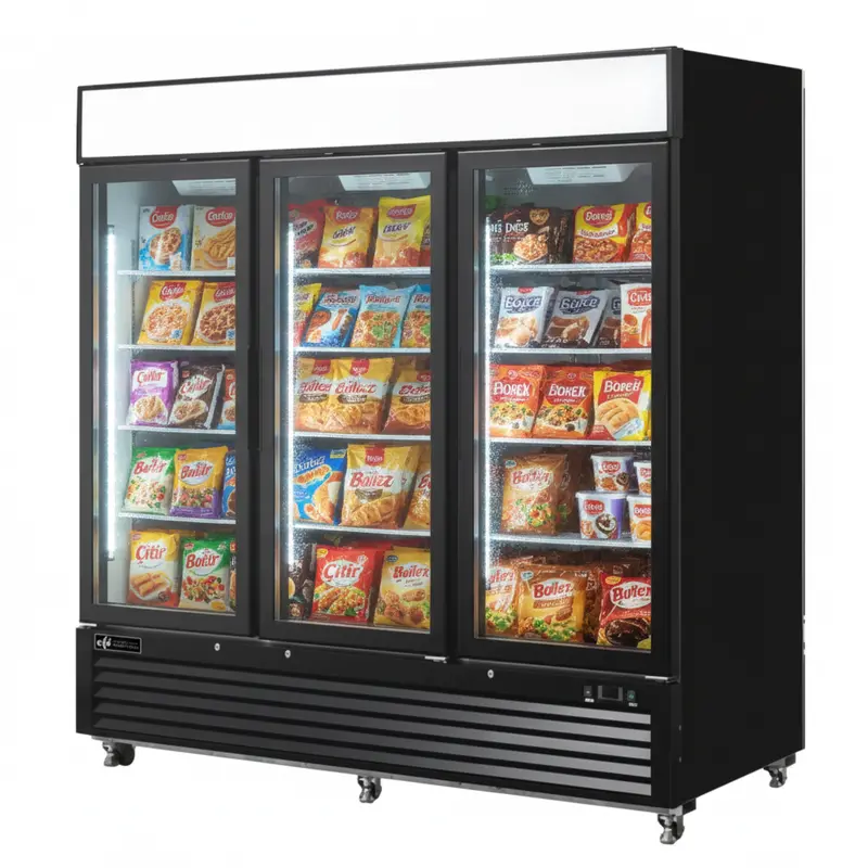 82-Inch Efi Triple-Door Glass Front Freezer Merchandiser – 72.4 Cu. Ft. Capacity (Model F3-82Gdvc) 1