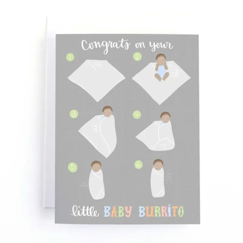 Adorable Baby Burrito Congratulatory Greeting Card 1