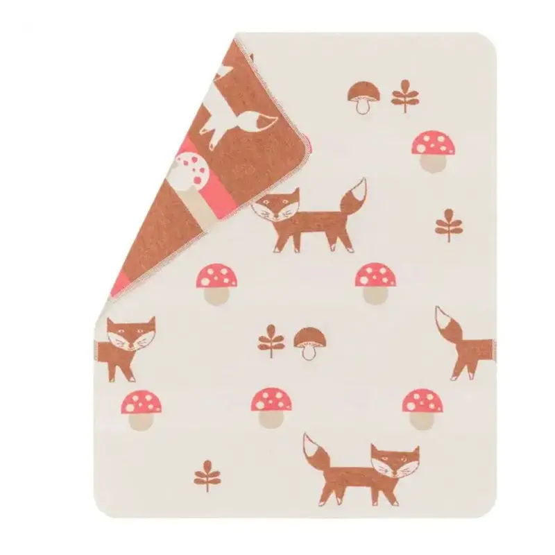 Adorable Juwel Baby Flannel Blanket – Fox And Mushroom Illustrations 1