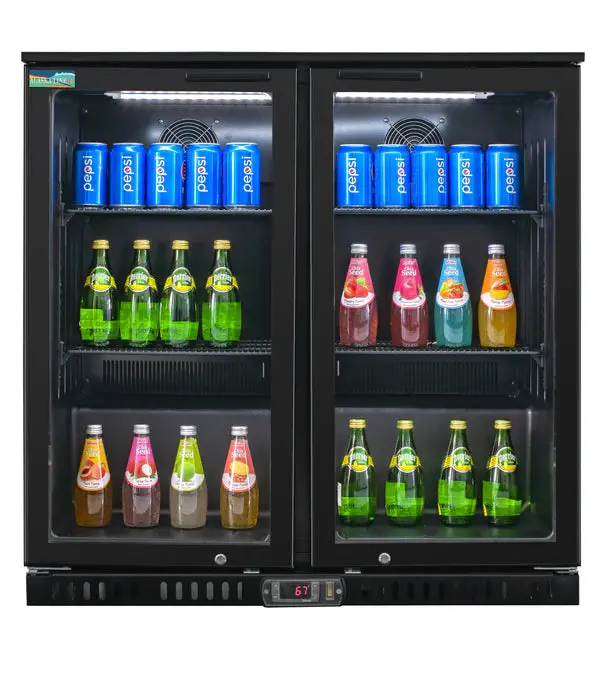 Alaska Line Hit-25S Glass Double-Door Back Bar Refrigerator 1