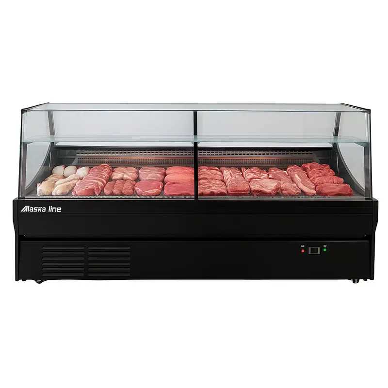 Alaska-Line Hit-817 78" Square Deli & Meat Display Cooler With Storage 1