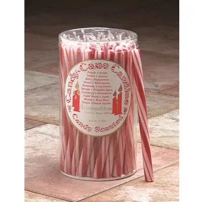 Biedermann & Sons Red Candy Cane–Inspired Taper Candles (½" × 8") 1