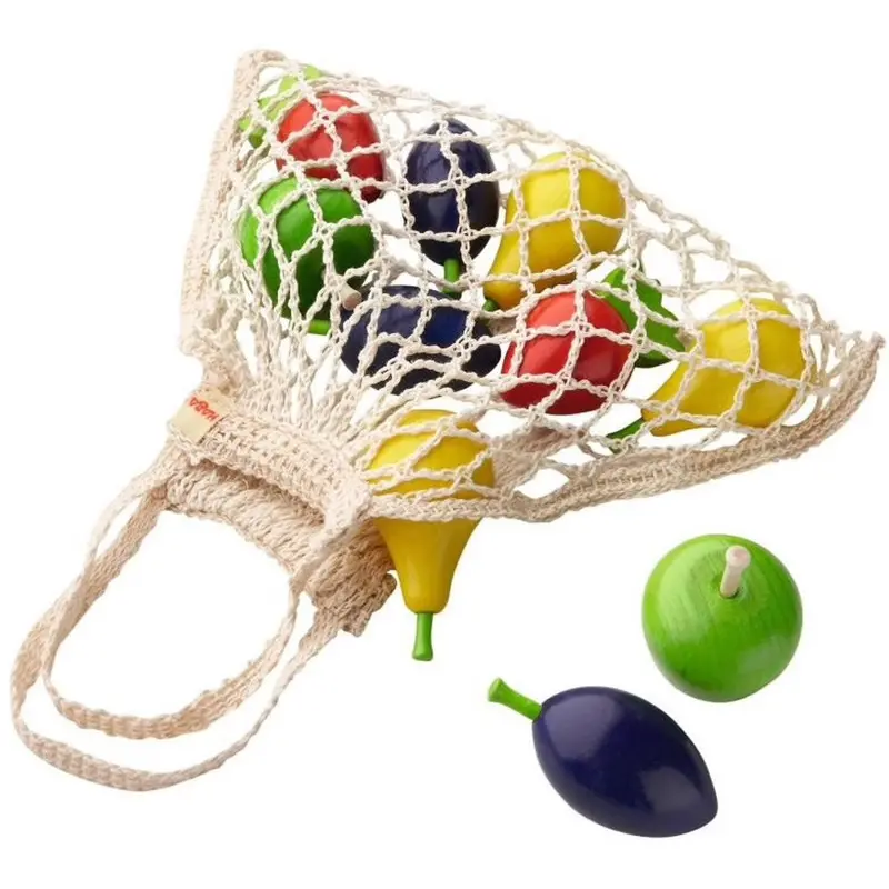 Biofino Wooden Fruit Set Packaged In Reusable Shopping Net 1