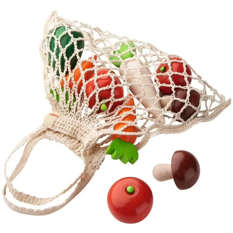Biofino Wooden Vegetable Assortment In Cotton Shopping Net 1