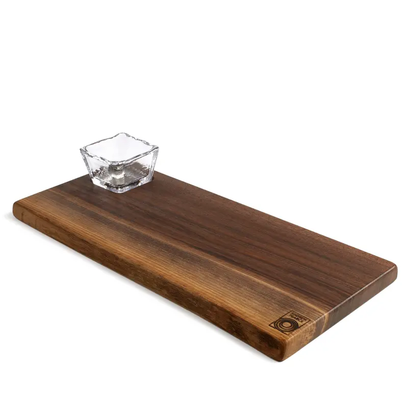 Black Walnut Live Edge Board With Glass Bowl – Dual-Function Serving Set 1