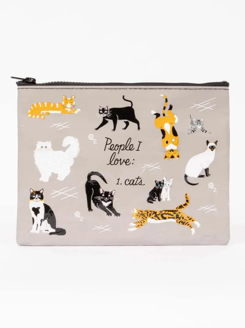 Blue Q Cat-Lover Zippered Pouch – 'I Love Cats' Design 1