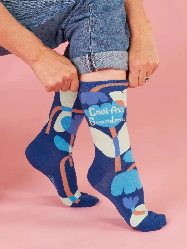 Blue Q Cool-Ass Grandma Crew Socks In Blue 1