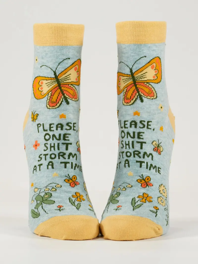 Blue Q Edgy Women’S Ankle Socks – 'Shitstorm' Graphic 1