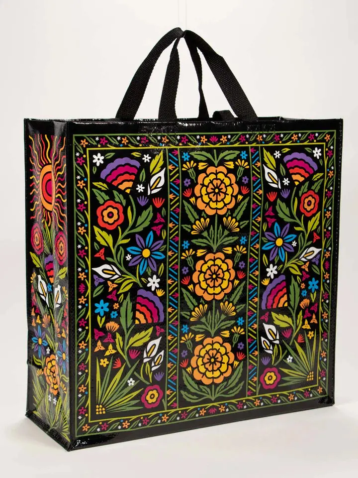 Blue Q Floral Shopper Tote Bag – 'Flower Fest' Pattern 1