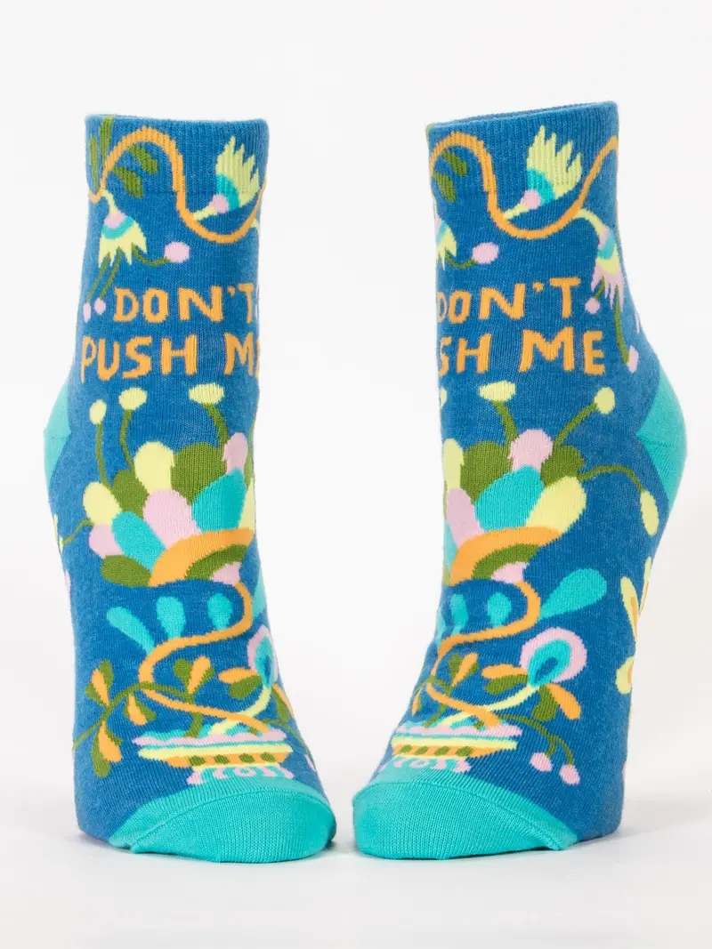 Blue Q Fun Ankle Socks For Women – 'Don'T Push Me' Design 1