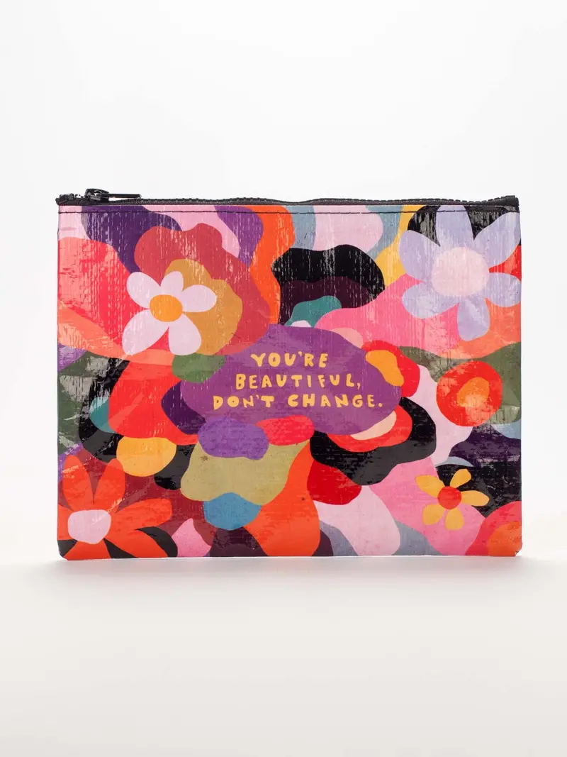 Blue Q Inspirational Zipper Pouch – 'You'Re Beautiful, Don'T Change' 1