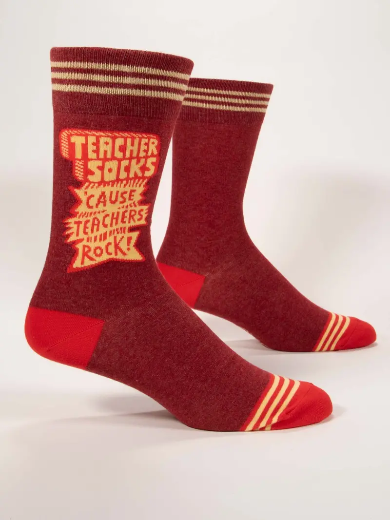 Blue Q Men'S Cause Teachers Rock Crew Socks 1
