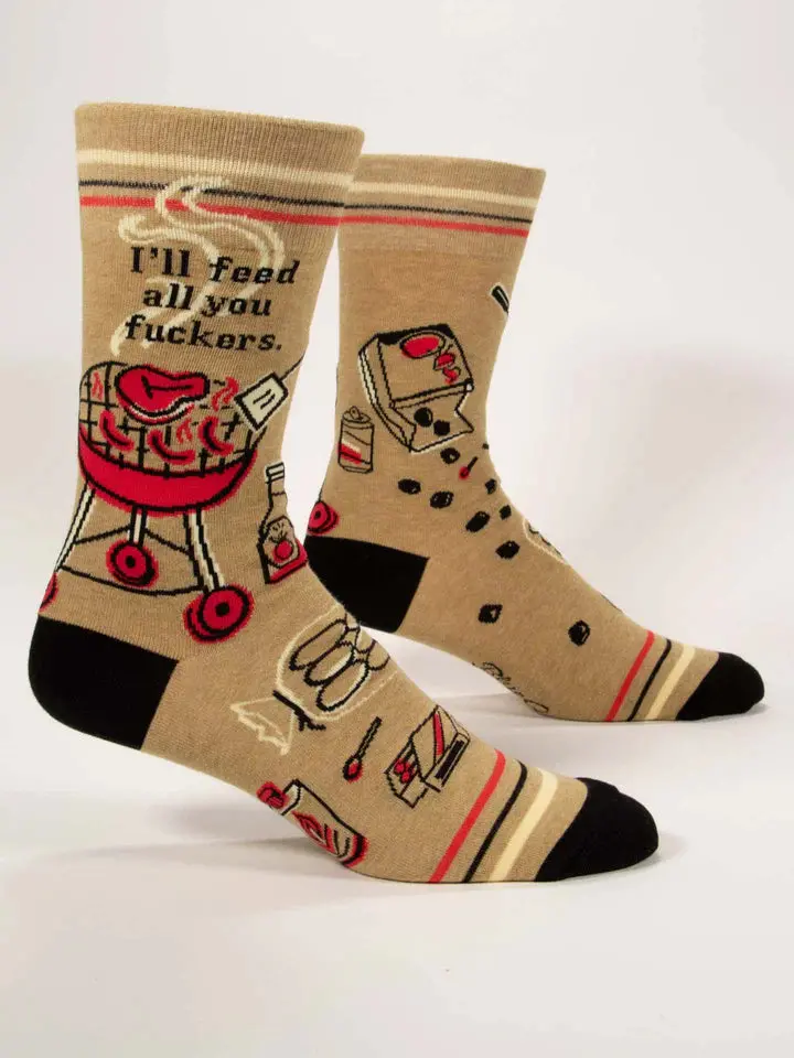 Blue Q Men’S Crew Socks – 'I’Ll Feed All You F*Ckers' 1