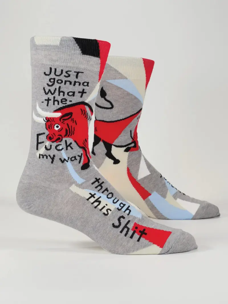 Blue Q Men’S Crew Socks – 'Just Gonna Wtf Through This' 1