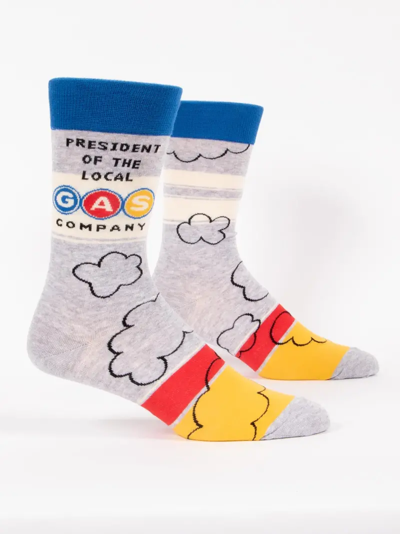 Blue Q Men’S Crew Socks – 'President Of The Local Gas Company' Absurdist Comedy Sock 1