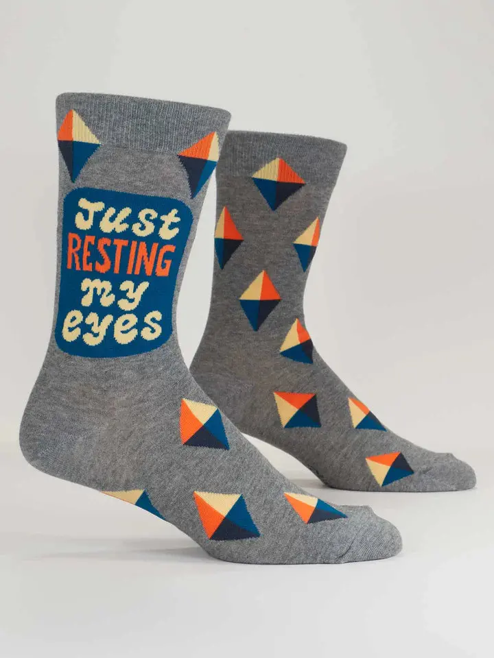 Blue Q Men’S Crew Socks – 'Resting My Eyes' 1
