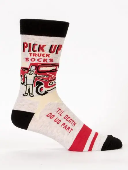 Blue Q Pickup Truck Men’S Crew Socks – Playful Illustrated Design 1