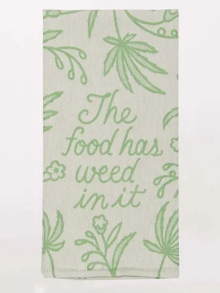 Blue Q Playful Jacquard Towel: 'Food Has Weed In It' 1