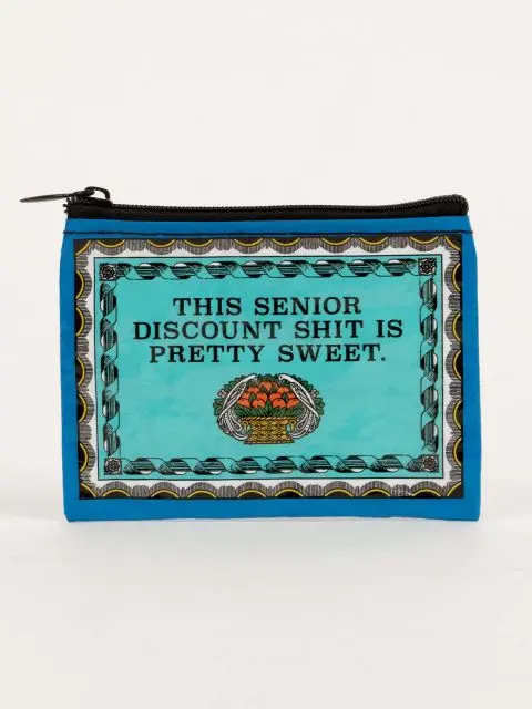 Blue Q Senior Discount Coin Purse With Witty Slogan 1