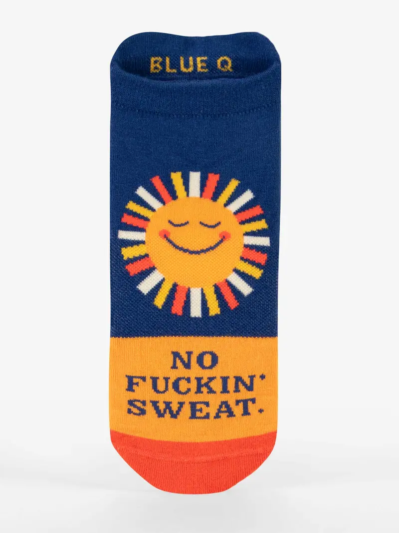 Blue Q Sneaker Socks – 'No Fuckin’ Sweat' Relaxed Confidence Design 1