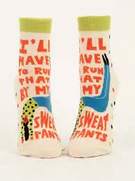 Blue Q Women'S Ankle Socks – 'I'Ll Have To Run That By My Sweatpants' 1