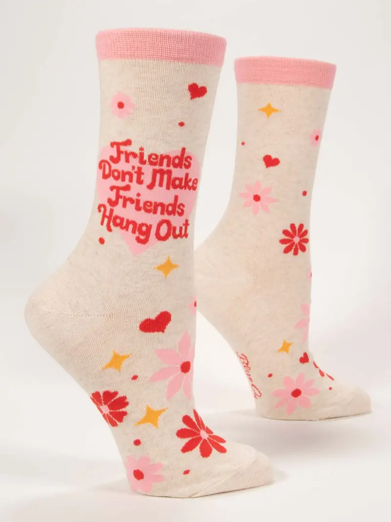 Blue Q Women'S Crew Socks – 'Friends Don’T Make Friends Hang Out' Witty Social Commentary 1