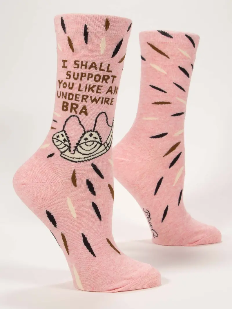 Blue Q Women'S Crew Socks – 'I Shall Support You Like An Underwire Bra' Playful Analogy 1