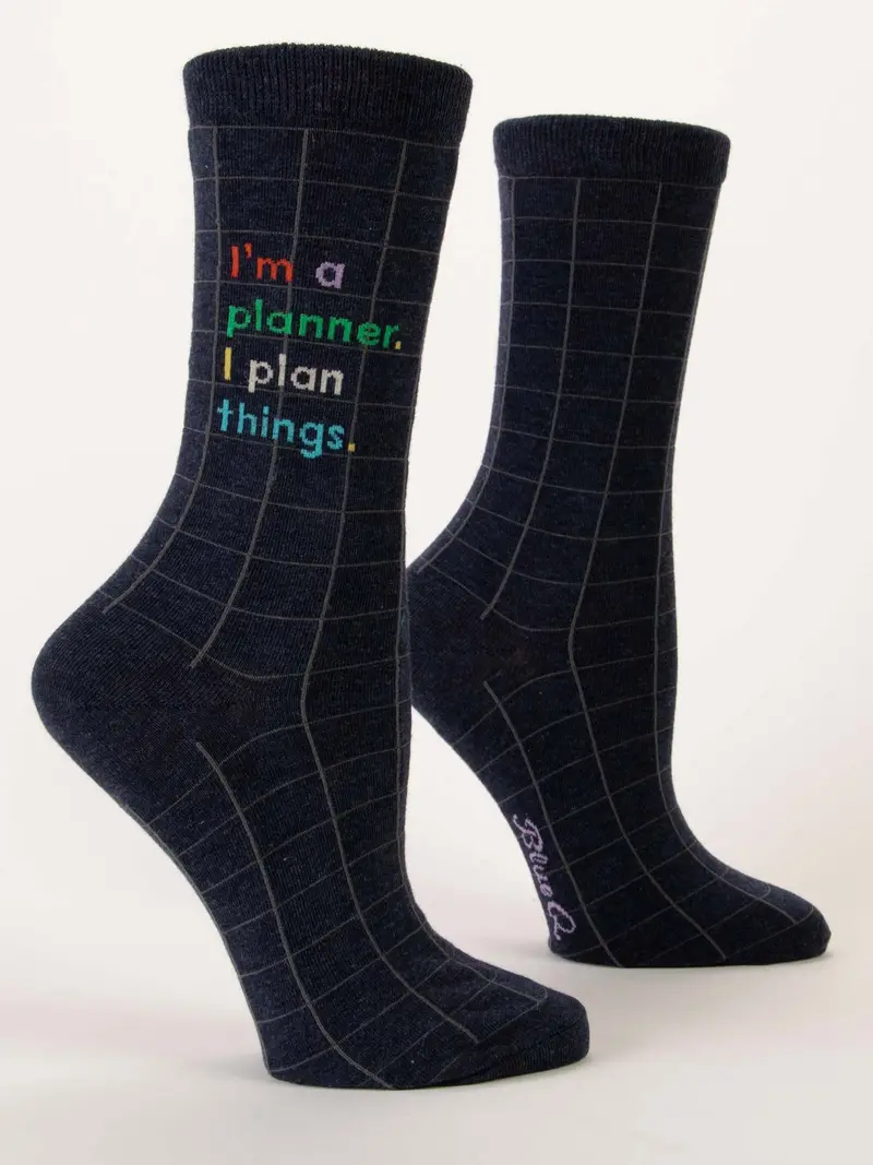 Blue Q Women'S Crew Socks – 'I’M A Planner' Organized Lifestyle Theme 1