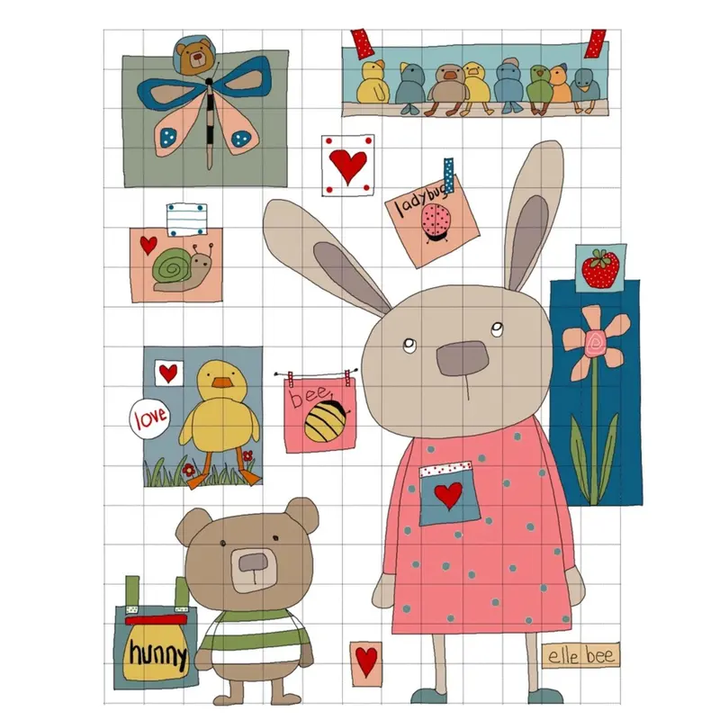 Bunny’S Art Wall Birthday Card – Creative Girl-Focused Design 1