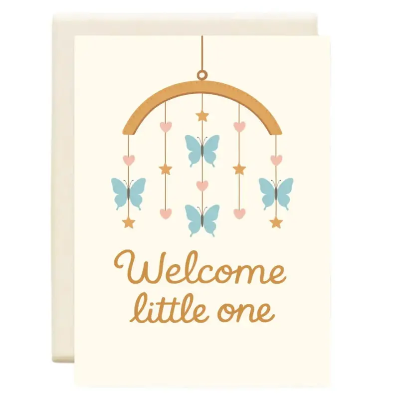 Butterfly Mobile-Themed 'Welcome Little One' Card 1