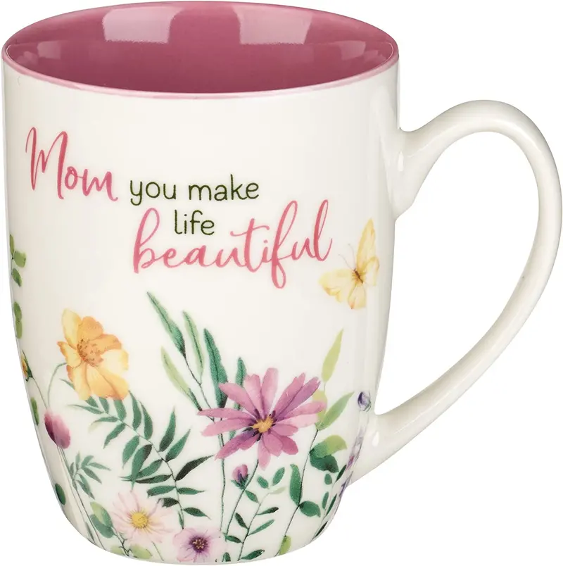 Cag Purple And White Floral Mom Mug – 'You Make Life…' Design 1