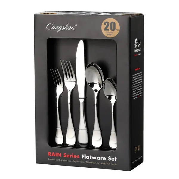 Cangshan Rain 20-Piece Stainless Steel Flatware Set – Modern Dinnerware 1