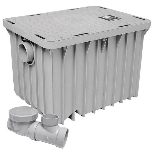 Canplas 20 Gpm Low-Profile Grease Interceptor – 40 Lb Capacity, 2" Inlet/Outlet (3920A02) 1