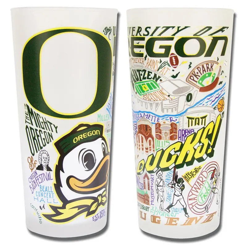 Catstudio Oregon Ducks Drinking Glass – Collegiate-Themed Beverage Tumbler 1