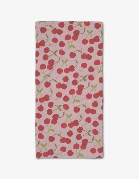 Cheery Cherries Bar Towel With Playful Geometric Accents 1