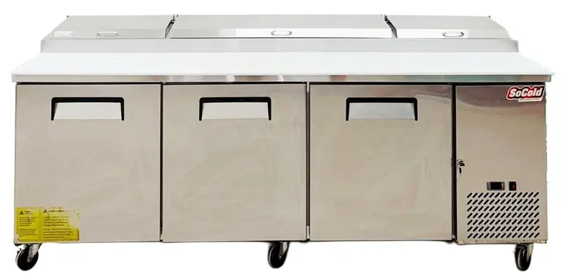 Chef 92-Inch Three-Door Pizza Prep Table – Stainless Steel 1