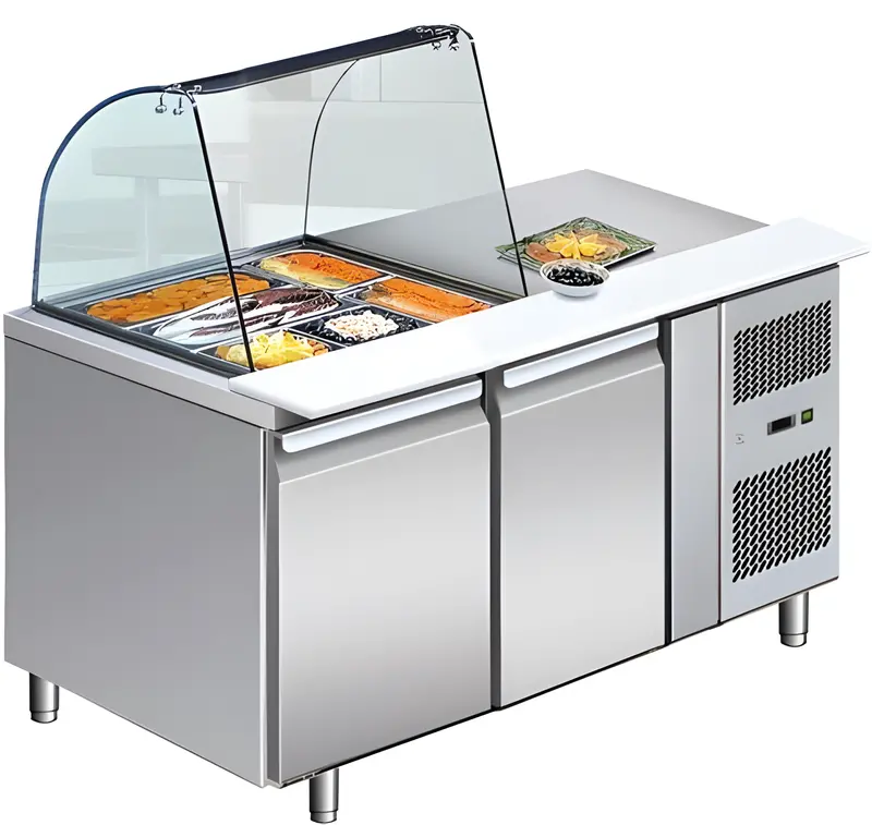 Chef Gn-2100Salgc 54-Inch Salad Prep Table With Sneeze Guard 1