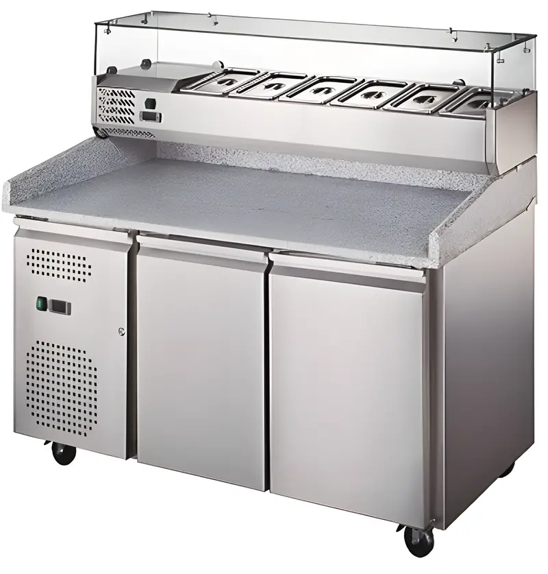 Chef Pz-2600Tn 59-Inch Double-Door Prep Table With Marble Top 1