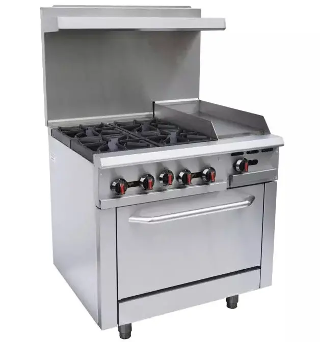 Chef Rgr36-G12 36-Inch Commercial Range – Four Burners + 12-Inch Griddle 1
