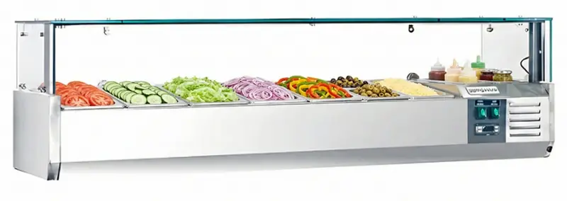 Chef Vrxh-1800/380 Refrigerated Countertop Topping Rail – 71-Inch 1