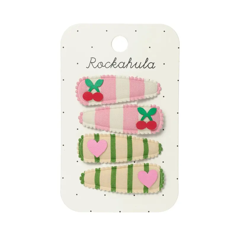Cherry Kiss Fabric Hair Clips 1