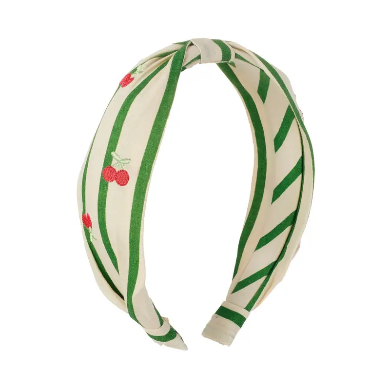 Cherry Kiss Striped Cotton Headband 1