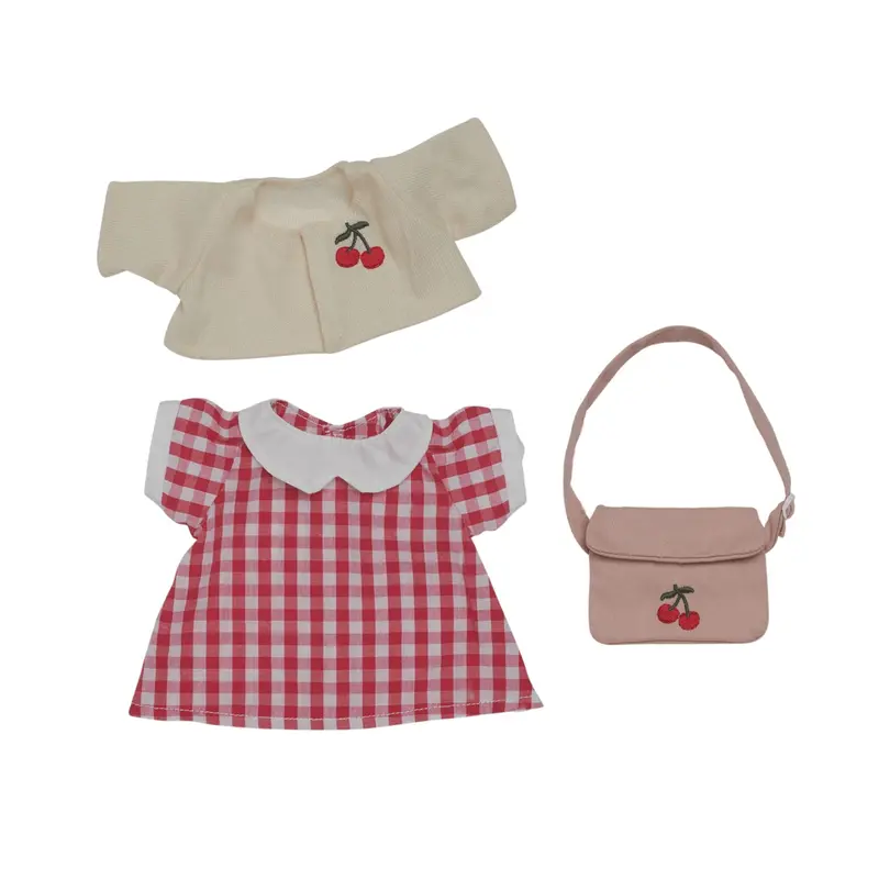 Cherry-Print Gingham Matching Outfit Set 1