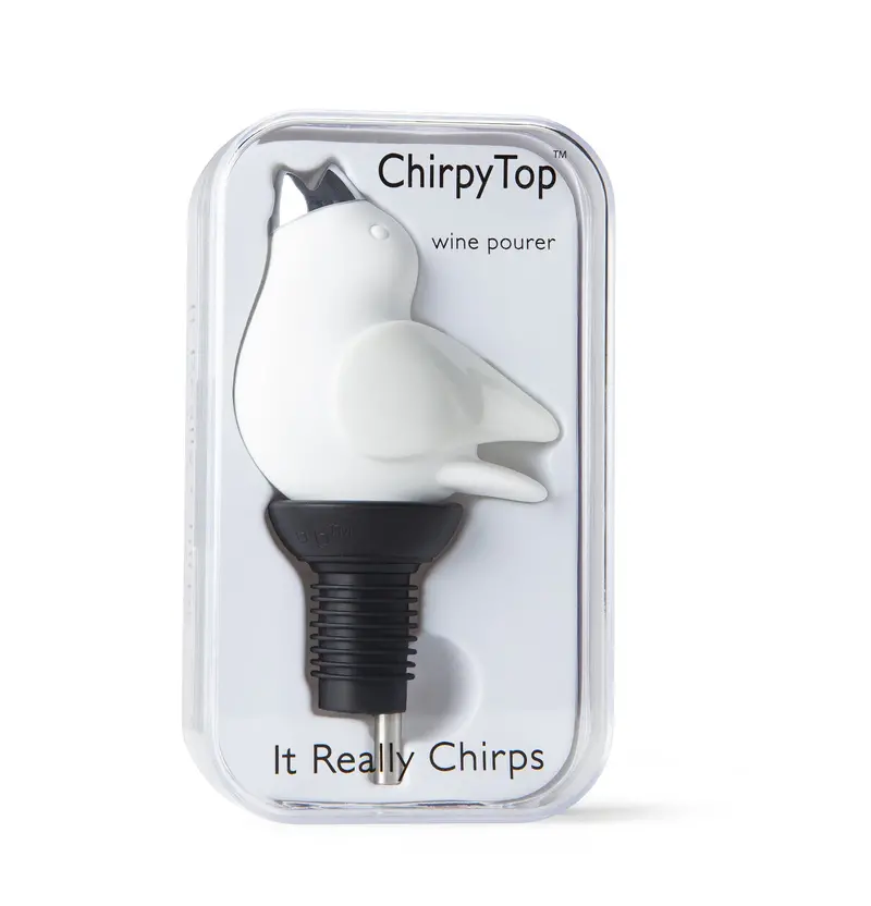 Chirpytop All-White Wine Pourer With Matching Wings 1