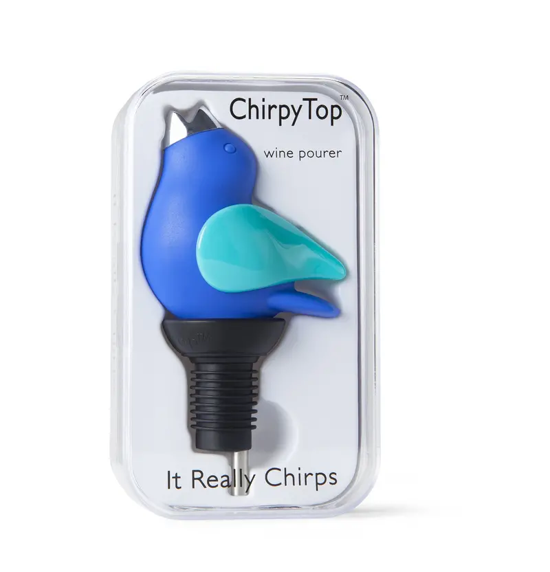 Chirpytop Blue Wine Pourer Accented With Teal Wings 1