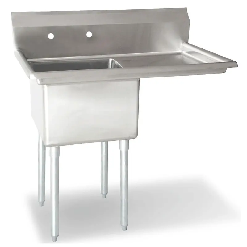 Ci022 38.5-Inch Single-Compartment Commercial Sink With Corner Drain And Right-Side Drain Board 1