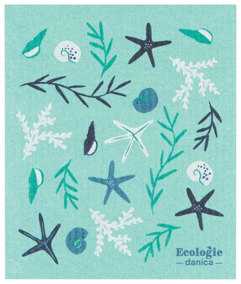 Coastal Treasures Swedish Sponge Cloth – Marine-Themed Eco Dishcloth By Now Designs 1